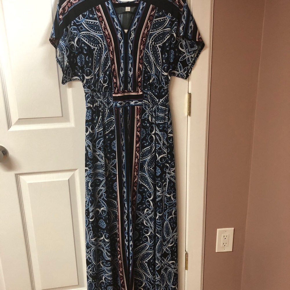Long multi colored short sleeve dress